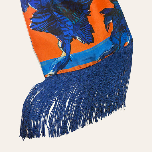 Ariana Orange & Blue Silk Luxury Handbag