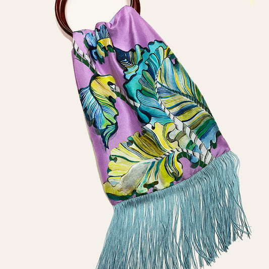 Ioli Lilac Silk Luxury Handbag