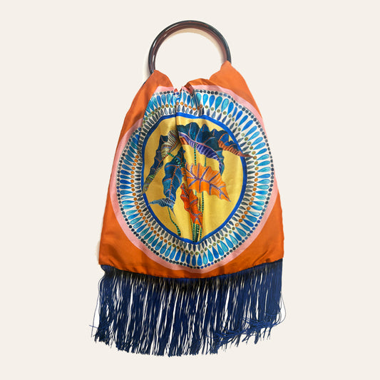 Margarita Orange Large Silk Luxury Handbag