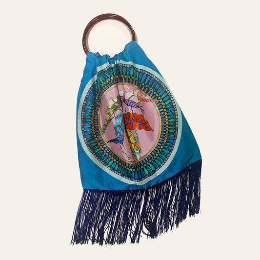 Margarita Turquoise Large Silk Luxury Handbag