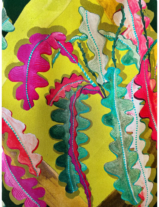 Fern Forest & Lime Silk Luxury Fringe Handbag