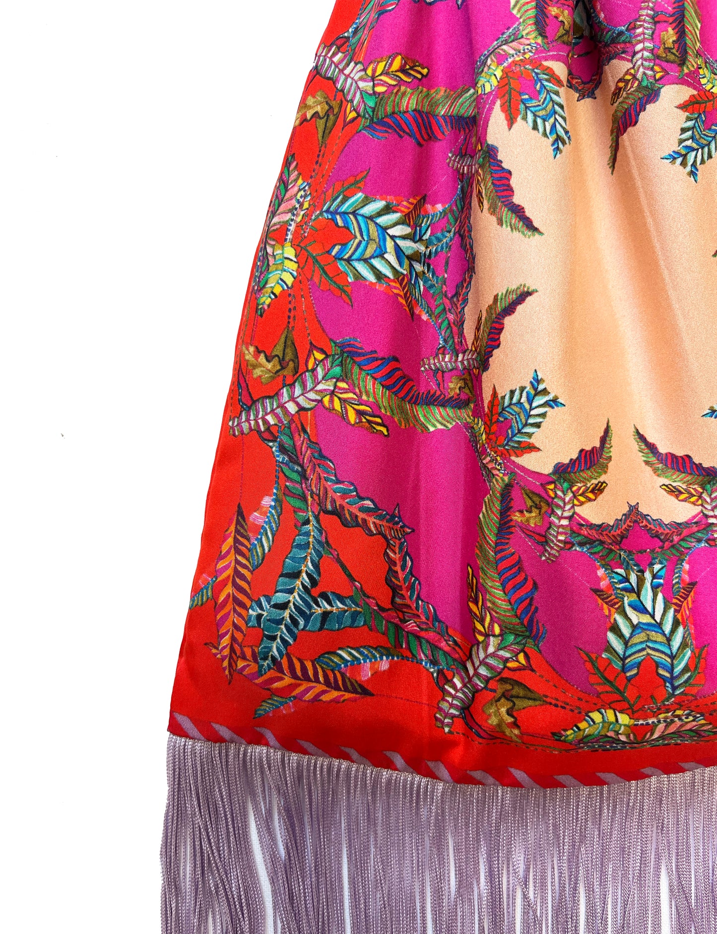 Sappho Red & Magenta Large Silk Luxury Fringe Handbag