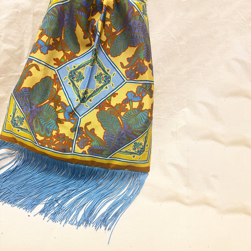 Avra Gold Large Silk Luxury Handbag with Bamboo Handle