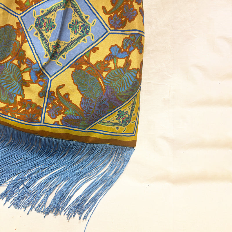 Avra Gold Large Silk Luxury Handbag with Bamboo Handle