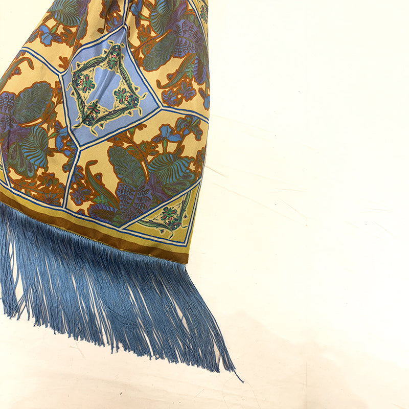 Avra Gold Large Silk Luxury Handbag with Bamboo Handle