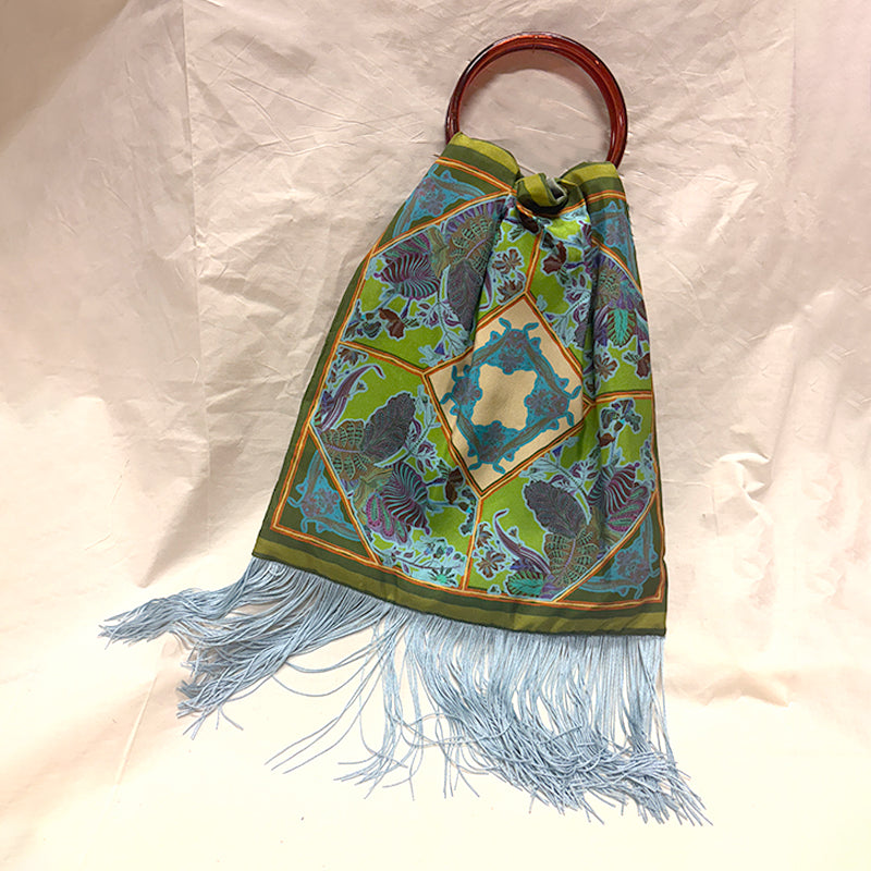 Avra Olive Large Silk Luxury Handbag