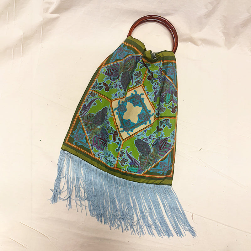 Avra Olive Large Silk Luxury Handbag