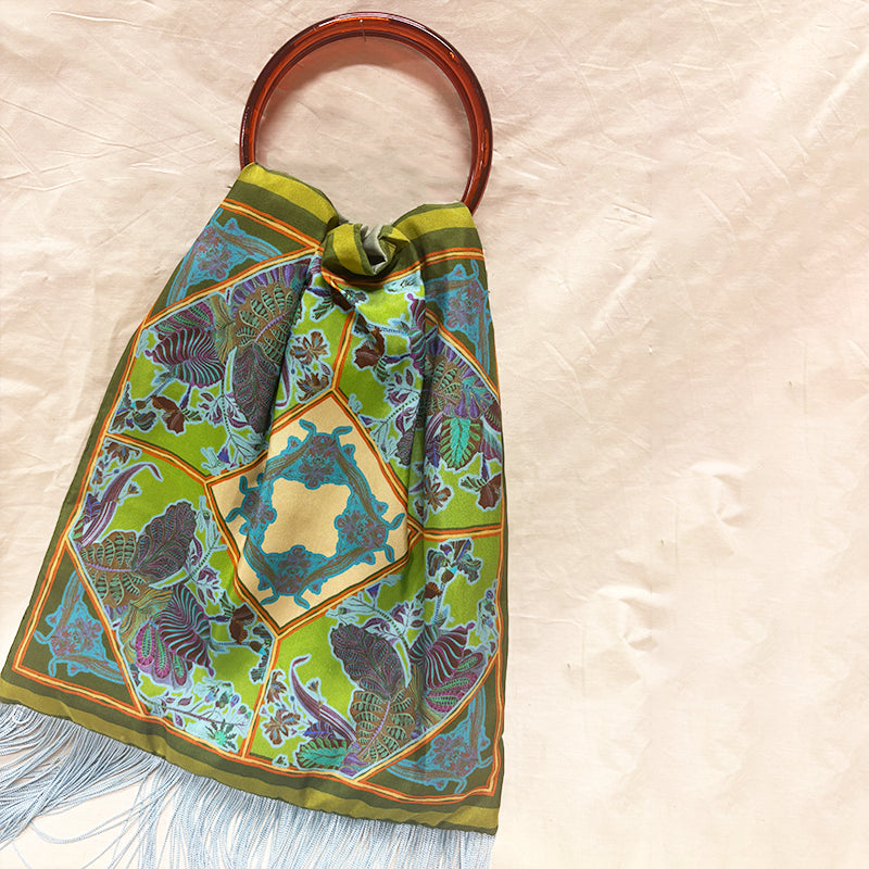 Avra Olive Large Silk Luxury Handbag