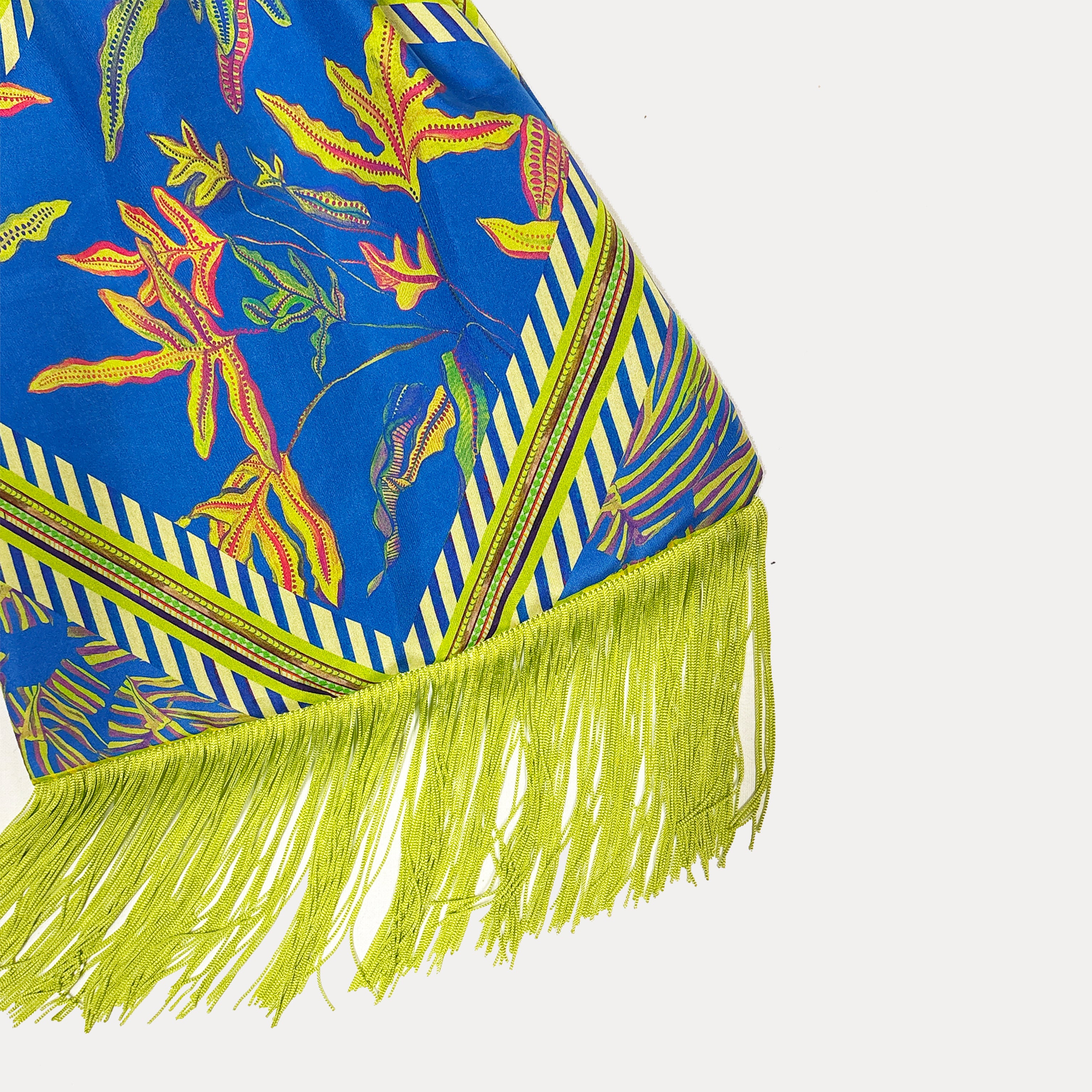 Angelina Cobalt Large Silk Luxury Fringe Handbag