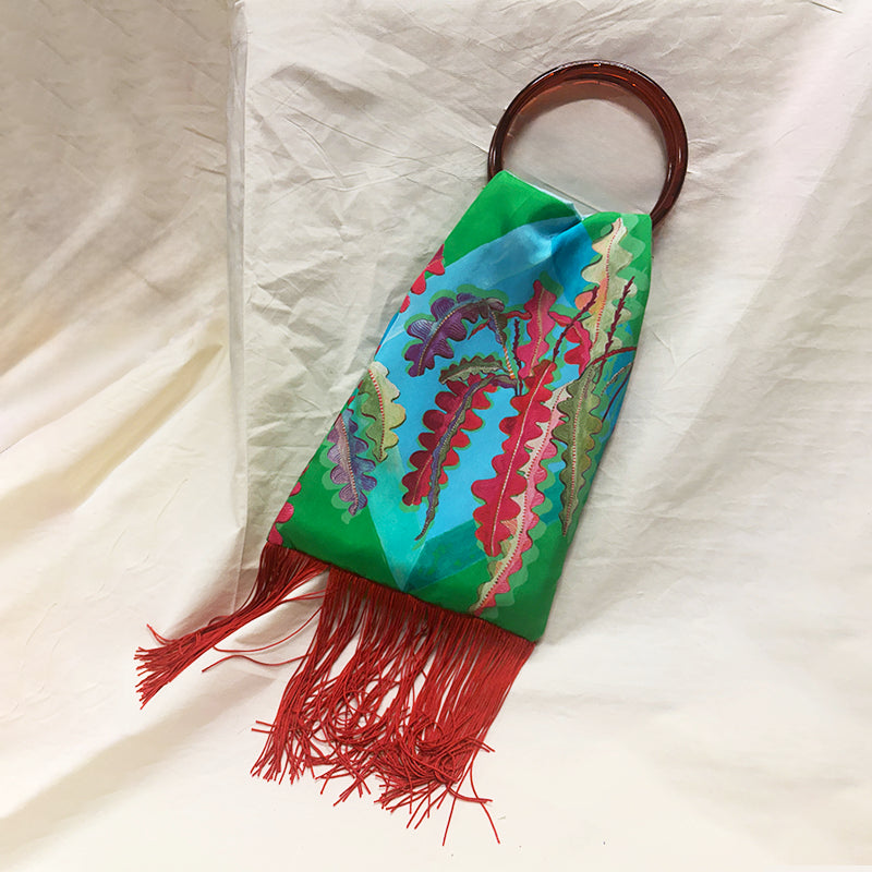 Fern Green Silk Luxury Handbag