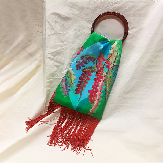 Fern Green Silk Luxury Handbag