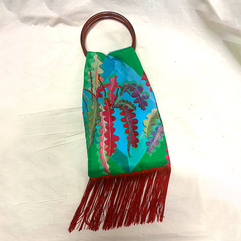 Fern Green Silk Luxury Handbag