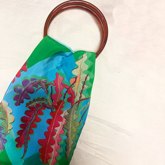 Fern Green Silk Luxury Handbag