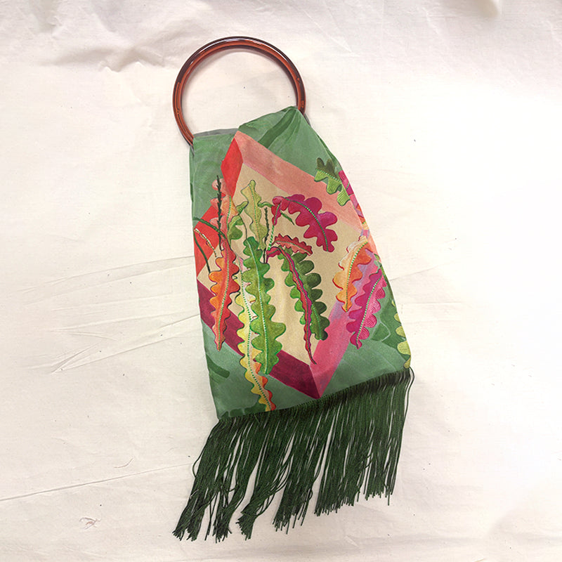 Fern Sage Silk Luxury Handbag