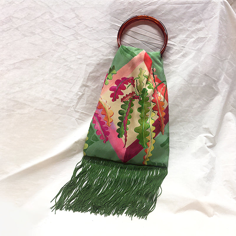Fern Sage Silk Luxury Handbag