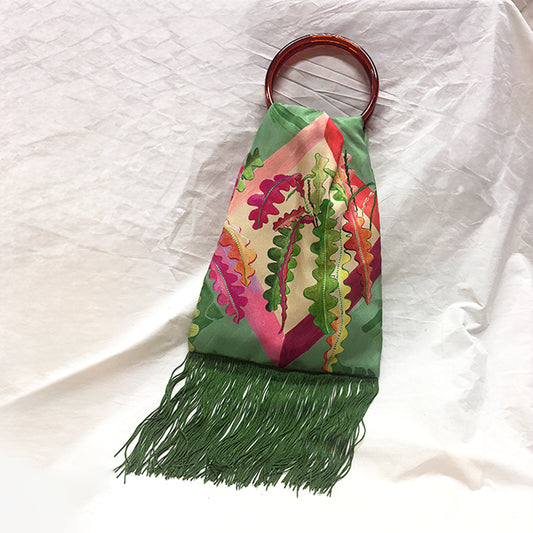 Fern Sage Silk Luxury Handbag