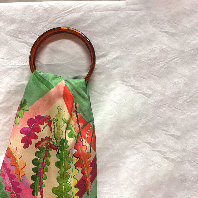 Fern Sage Silk Luxury Handbag