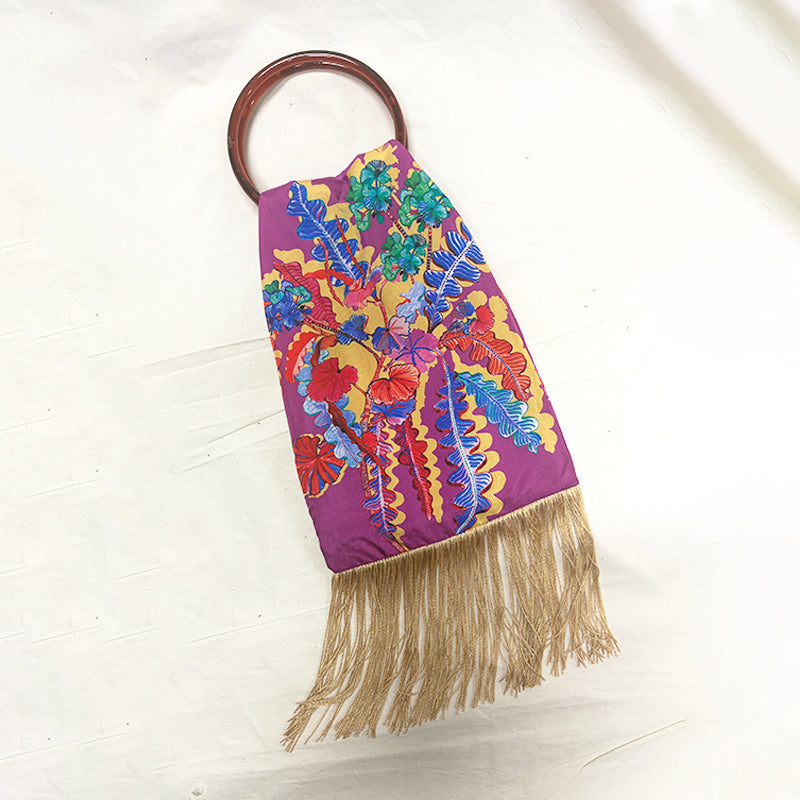 Geranium Magenta Silk Luxury Handbag - Eleni Malami