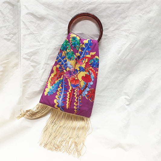 Geranium Magenta Silk Luxury Handbag