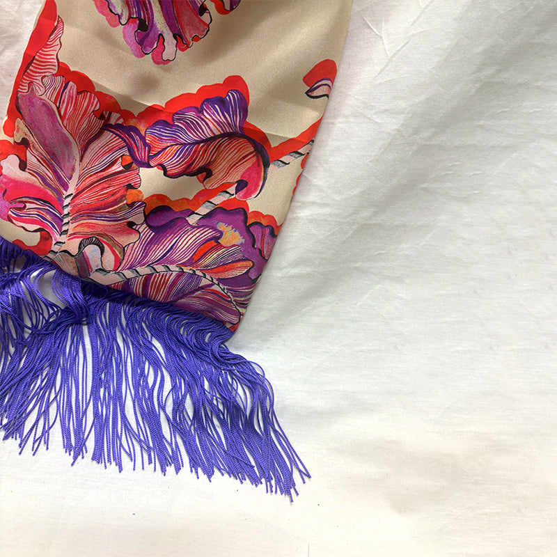 Ioli Cream Silk Luxury Handbag