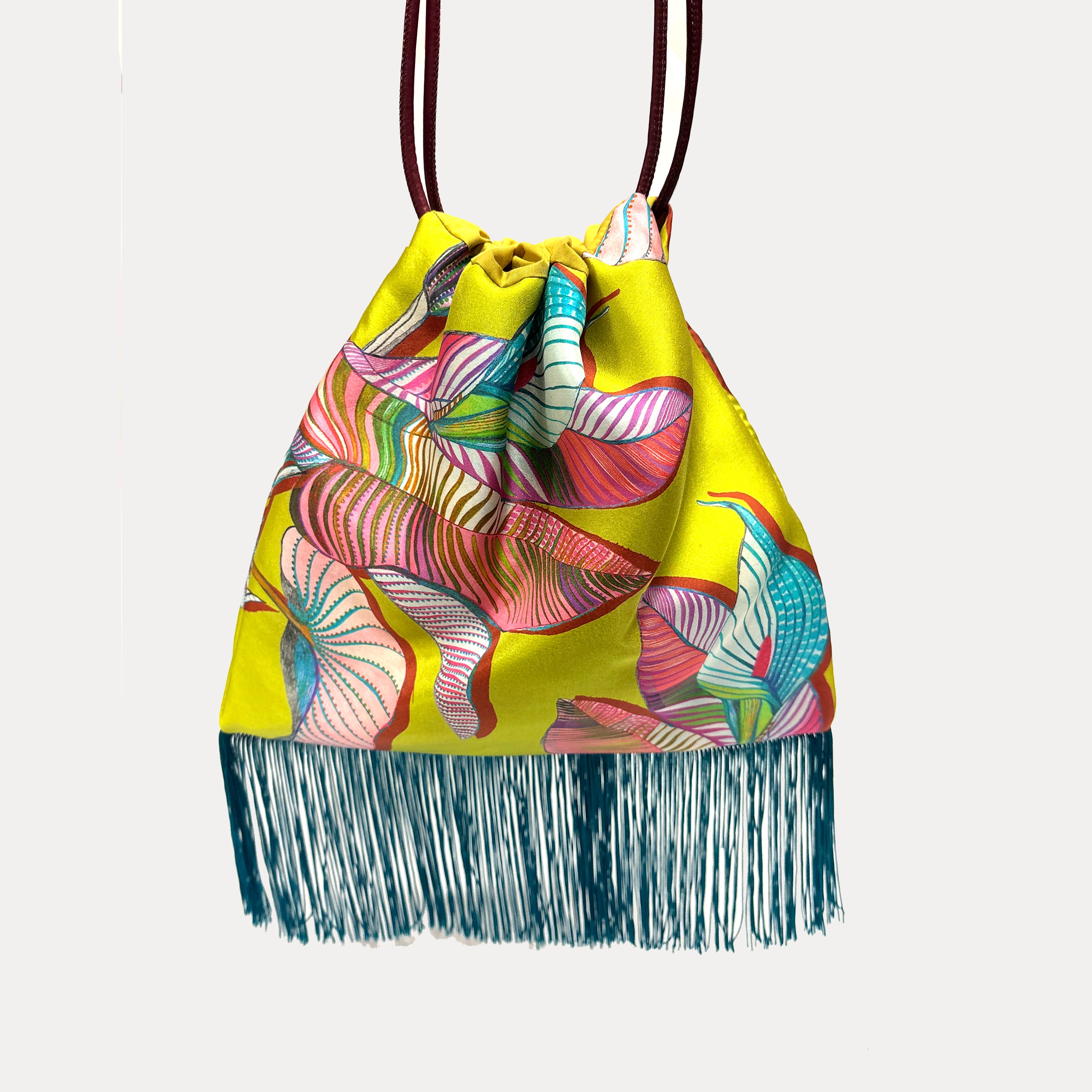Elpis Large Mustard Luxury Silk Shoulder Handbag