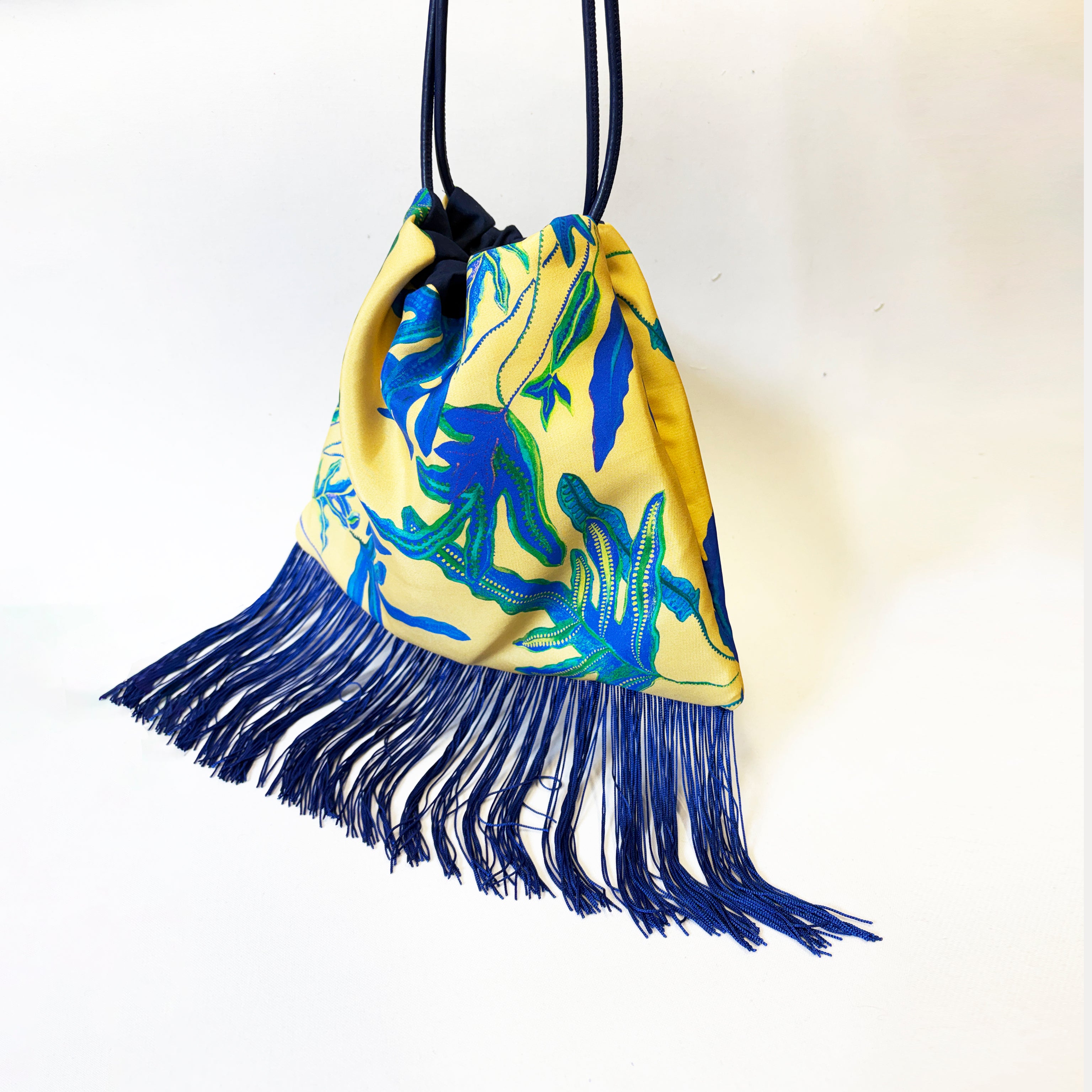 Fern Large Lemon Luxury Silk Shoulder Handbag