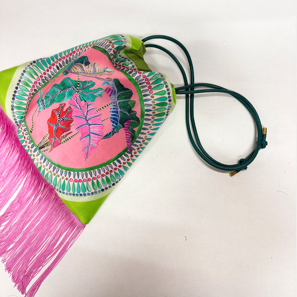 Margarita Large Green Luxury Silk Shoulder Handbag