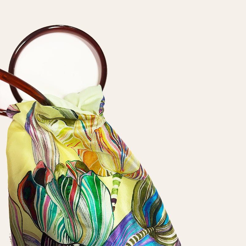 Tulip Lemon Silk Luxury Handbag - Eleni Malami