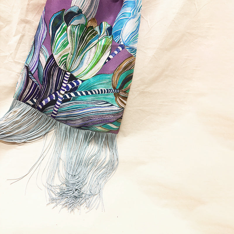 Tulipa Mauve Silk Luxury Handbag - Eleni Malami