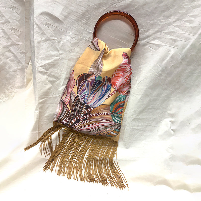 Tulipa Nude Silk Luxury Handbag - Eleni Malami