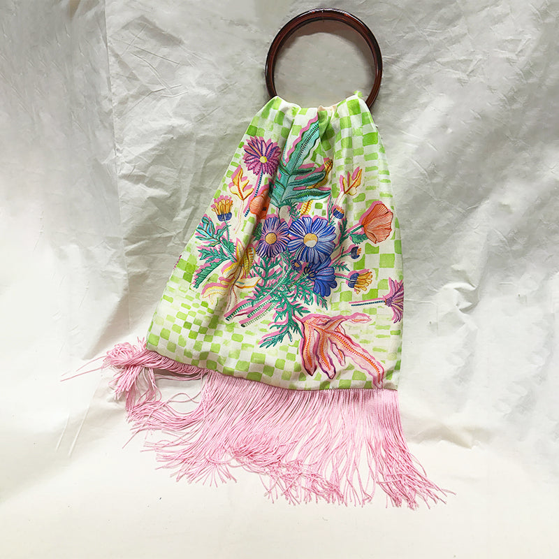 Euphoria Lime Large Silk Luxury Handbag