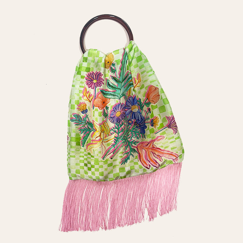 Euphoria Lime Large Silk Luxury Handbag - Eleni Malami