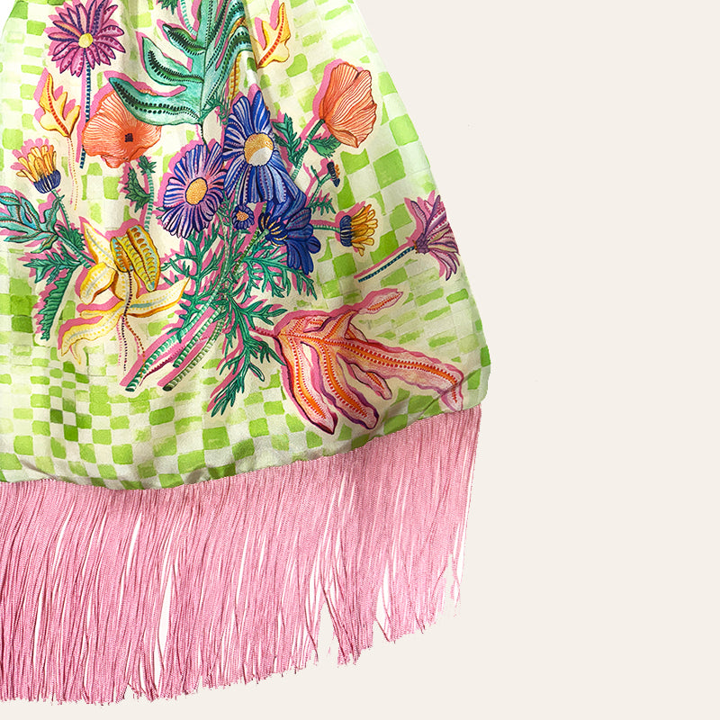 Euphoria Lime Large Silk Luxury Handbag - Eleni Malami
