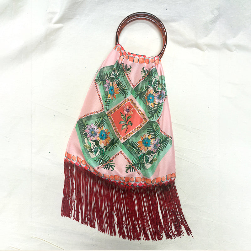 Faidra Peach Large Silk Luxury Handbag