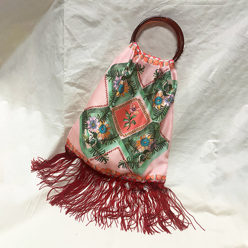 Faidra Peach Large Silk Luxury Handbag