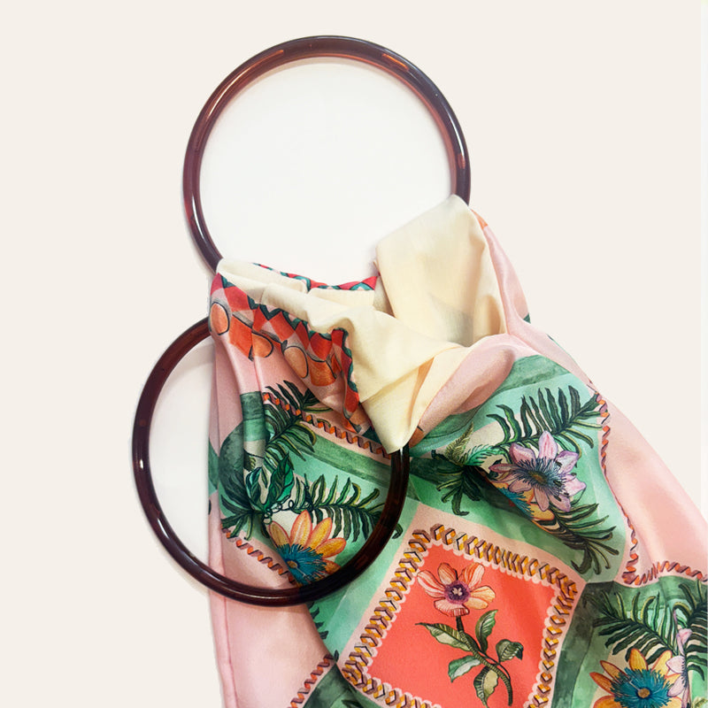 Faidra Peach Large Silk Luxury Handbag - Eleni Malami