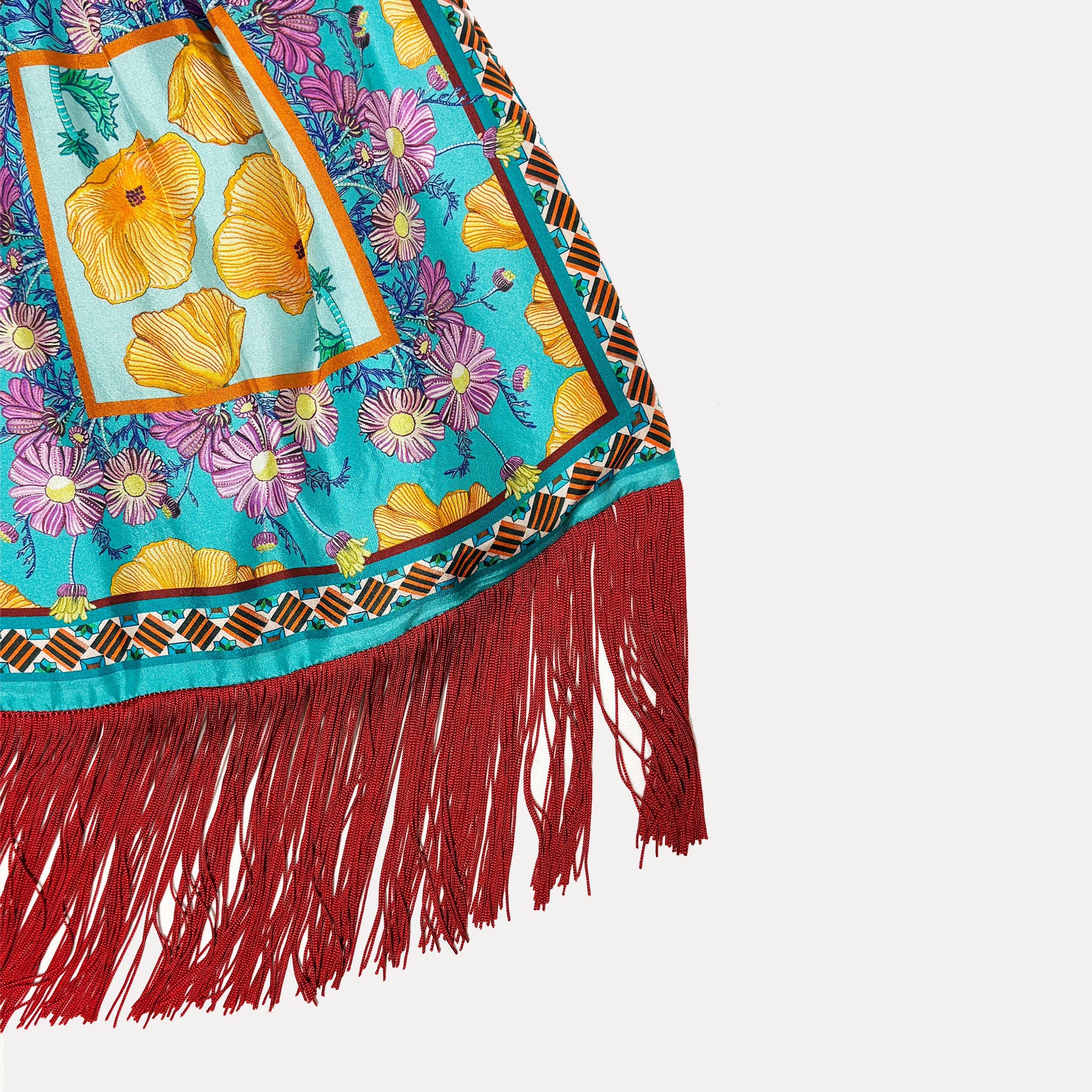 Large Aegean Blue silk handbag by Eleni Malami featuring elegant design and luxurious texture.
