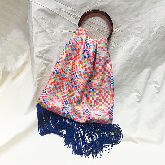 Talia Colourful Large Silk Luxury Handbag