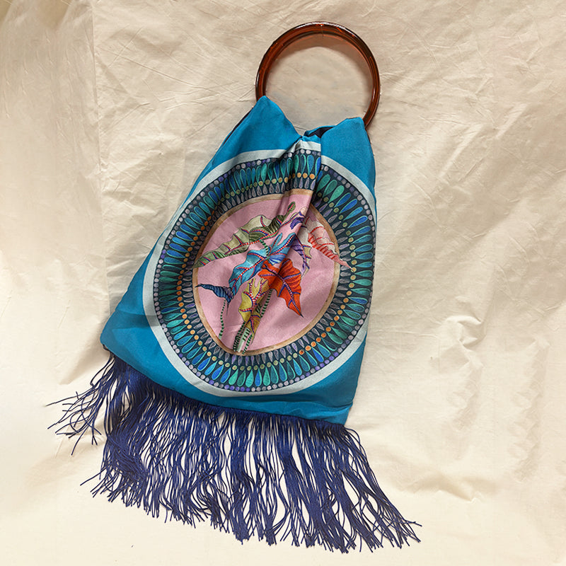 Margarita Turquoise Large Silk Luxury Handbag - Eleni Malami