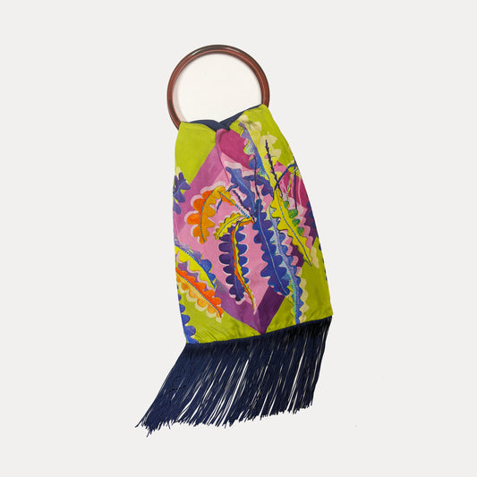 Eleni Malami Fern Olive silk luxury handbag with elegant design and soft fabric, showcasing a stylish accessory for women.