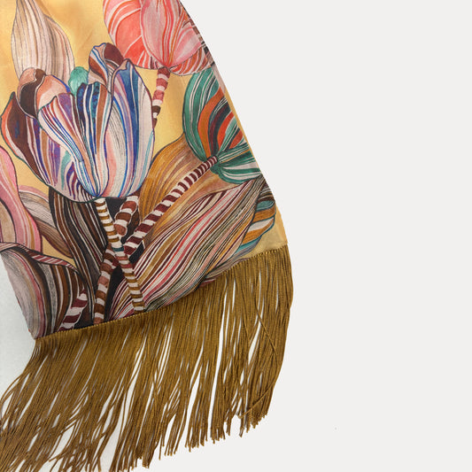 Eleni Malami Tulipa Nude Silk Luxury Handbag with elegant silk exterior and sleek design, perfect for stylish occasions.