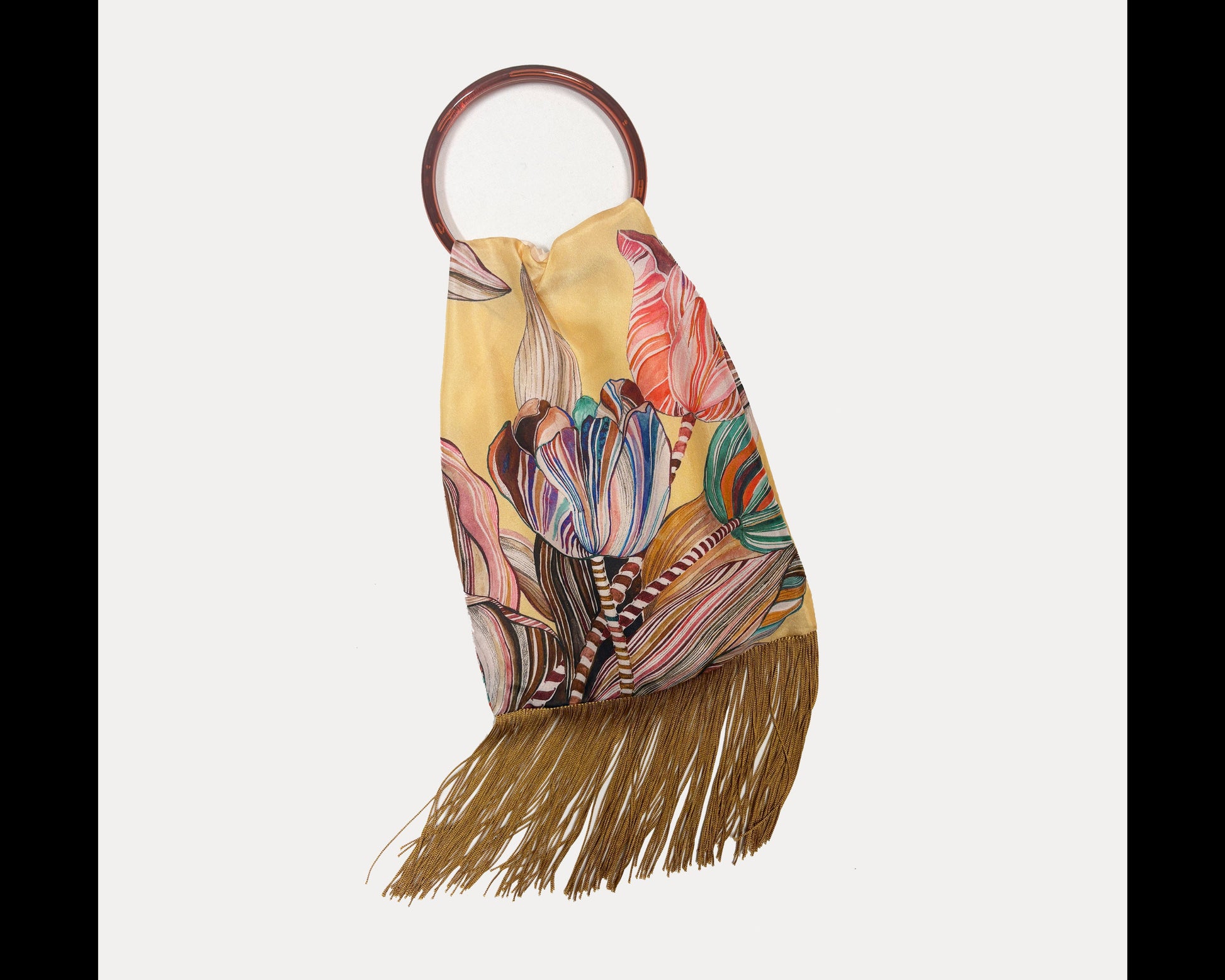 Eleni Malami Tulipa Nude Silk luxury handbag with soft silk exterior and elegant design, featuring a compact shape and subtle detailing.