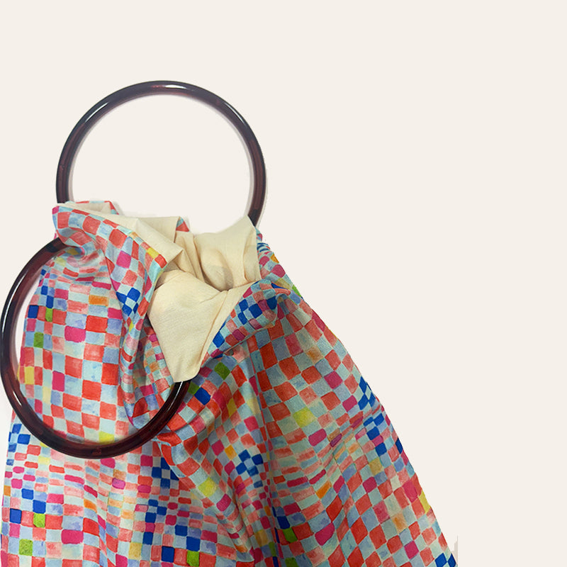 Talia Colourful Large Silk Luxury Handbag - Eleni Malami
