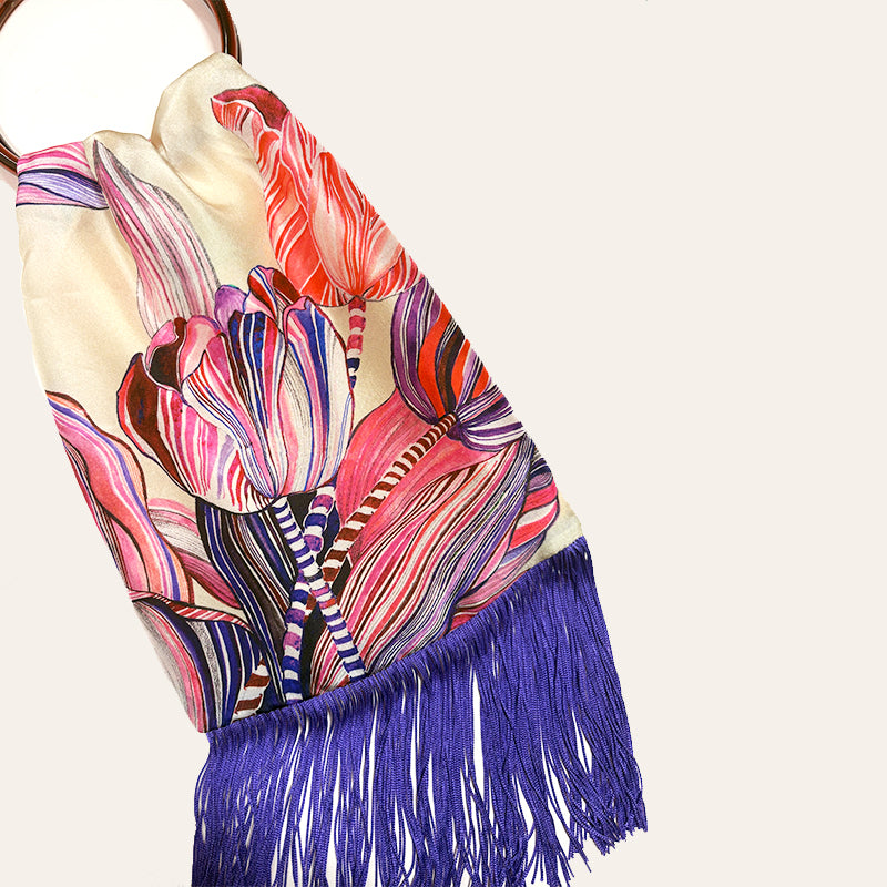Tulip Cream Silk Luxury Handbag - Eleni Malami