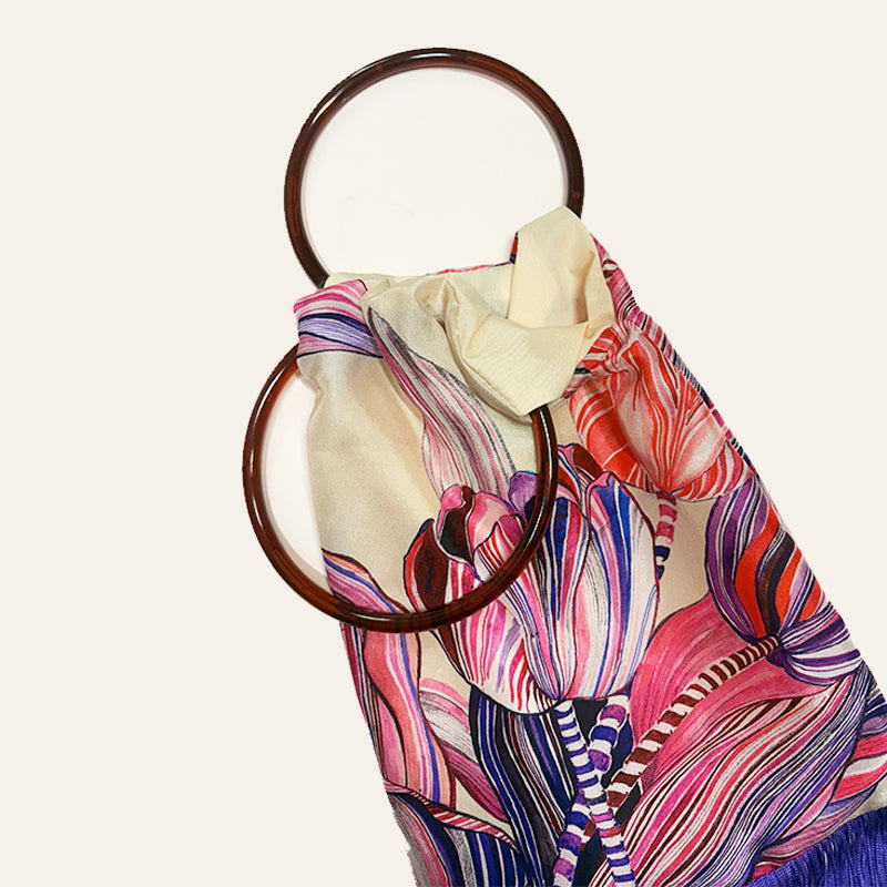 Tulip Cream Silk Luxury Handbag - Eleni Malami