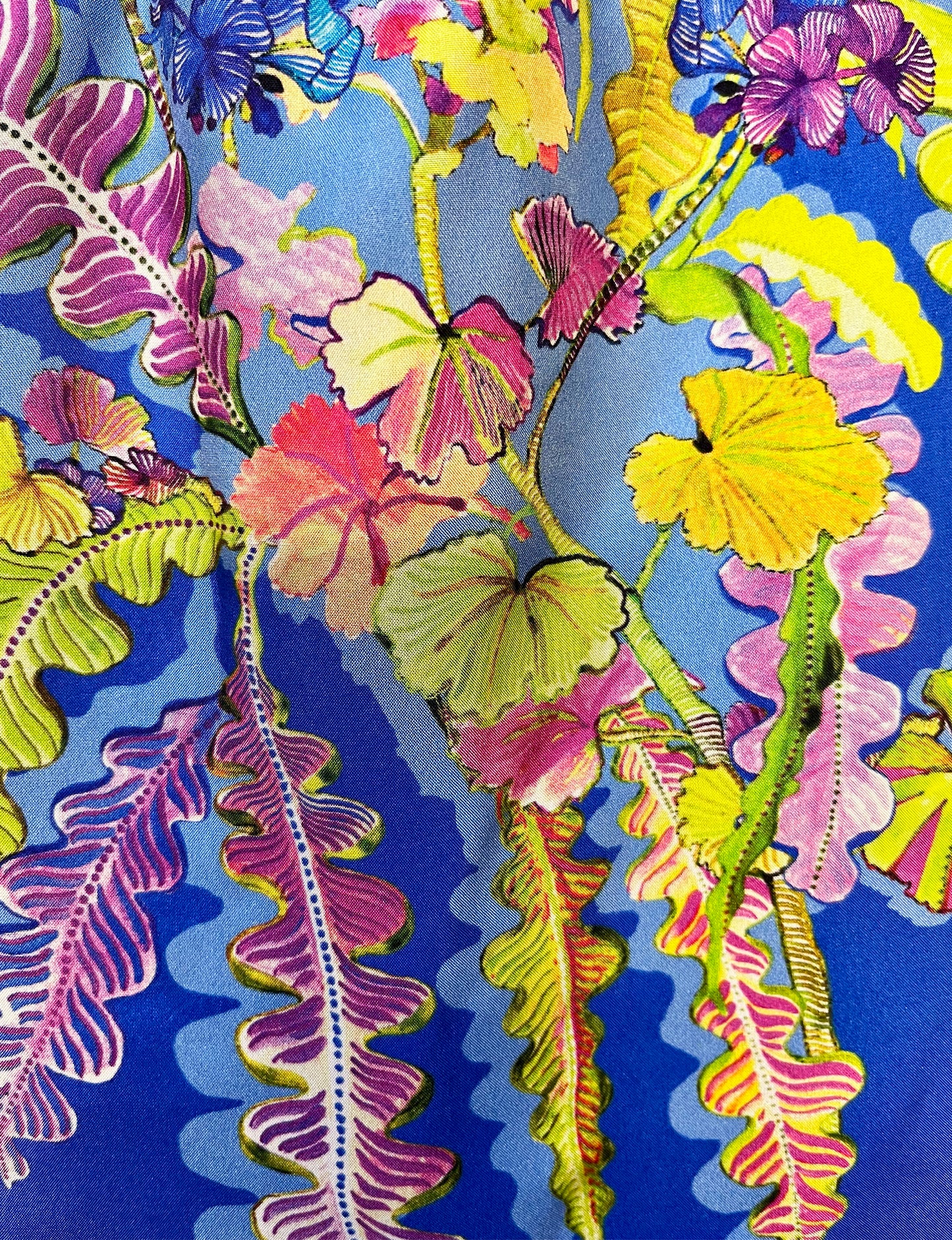 Geranium Cobalt & Lime Silk Luxury Fringe Handbag