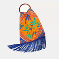 Angelina Orange Large Silk Luxury Fringe Handbag Eleni Malami