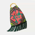 Angelina Peach Large Silk Luxury Fringe Handbag with Bamboo Handle Eleni Malami