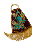 Avra Chocolate & Gold Large Silk Luxury Fringe Handbag Eleni Malami