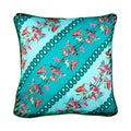 Luxurious Clytia Azure Cushion | Diagonal Geometric Leaf Print Eleni Malami